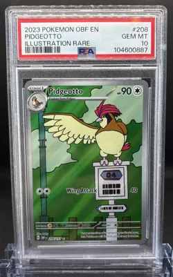 PSA 10 Pidgeotto SV03 Obsidian Flames #208/197 Illustration Rare Pokemon 2023 - Image 1