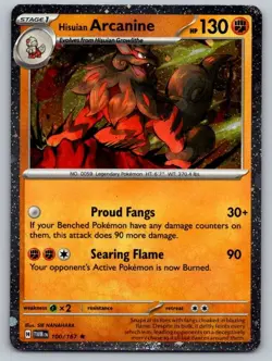 Hisuian Arcanine (Cosmos Holo) 100/167 Holo Rare Blister Exclusives Pokemon NM - Image 1