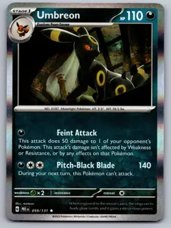 Umbreon 059/131 Holo Rare Prismatic Evolutions Pokemon Holo Near Mint - Image 1