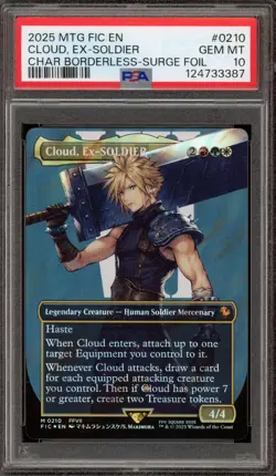 Magic MTG Cloud Ex-Soldier CHAR Borderless Surge Foil #0210 PSA 10 Gem Mint - Image 1