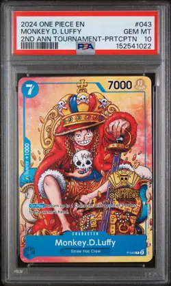 2024 ONE PIECE PROMOS #043 MONKEY D. LUFFY PSA 10 - Image 1
