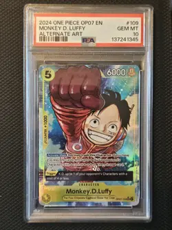 One Piece CCG Monkey.D.Luffy Alternate Art OP07-109 PSA 10 Gem Mint - Image 1