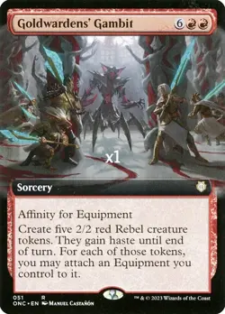 MTG Borderless Commander: Phyrexia: All Will Be One ONC Goldwarden's Gambit MINT - Image 1