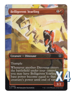 MTG-NM Playset(X4)-Belligerent Yearling (Borderless)-The Lost Caverns of Ixalan - Image 1