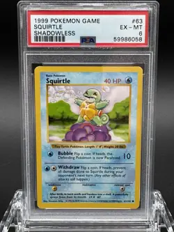 1999 POKEMON BASE SET SHADOWLESS #63 SQUIRTLE PSA 6 - Image 1