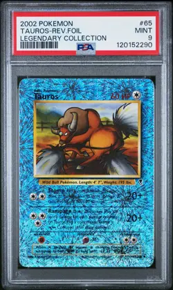 2002 POKEMON LEGENDARY COLLECTION Tauros #65 REVERSE HOLO PSA 9 - Image 1