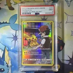 PSA 9 Pikachu FA Secret #241/236 Cosmic Eclipse Pokemon 2019 - Image 1