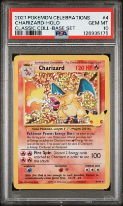 2021 Pokemon Celebrations #4 Charizard-Holo Classic Coll-Base Set PSA 10 - Image 1