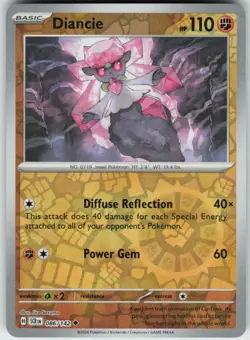 Diancie 86/142 Uncommon Stellar Crown Pokemon Reverse Holo Near Mint - Image 1