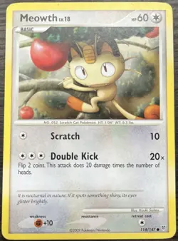 Meowth 114/147 Pokemon TCG Platinum Supreme Victors Light Play LP - Image 1
