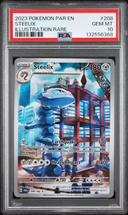 Pokemon TCG Steelix Paradox Rift Holo Illustration Rare Card PSA 10, 208/182 - Image 1