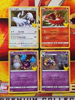 Pokemon Celebrations 4 Card Holo Lot - Lugia / Ho-Oh / Cosmog / Cosmoem - Image 1