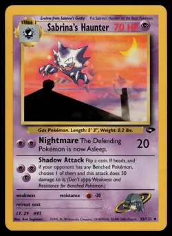 Sabrina's Haunter 55/132 Gym Challenge Uncommon Pokemon - Image 1