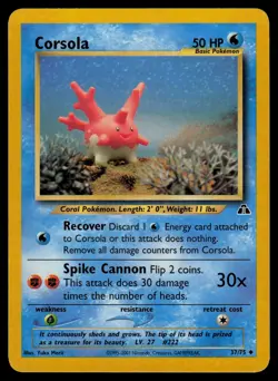 Corsola 37/75 Neo Discovery Uncommon Pokemon - Image 1