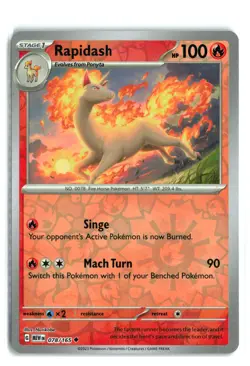 Rapidash 078/165 REVERSE HOLO Pokemon TCG NM-LP - Image 1