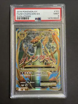 2016 Pokemon XY Evolutions Mega M Charizard EX Full Art 101/108 PSA 9 MINT - Image 1