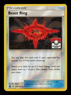 Pokemon Card Beast Ring STAFF 102a/131 League Cup Forbidden Light Promo LP 2019 - Image 1