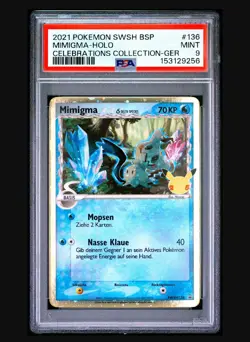 Pokemon Mimigma Swsh 136 Celebrations Delta Species Cosmo Holo Psa 9 Low Pop - Image 1