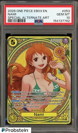2026 One Piece EB03 Heroines Edition Special Alternate Art EN #053 Nami PSA 10 - Image 1