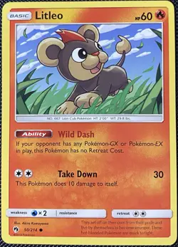 Litleo 50/214 Sm-Lost Thunder Regular - Pokemon Card - Image 1