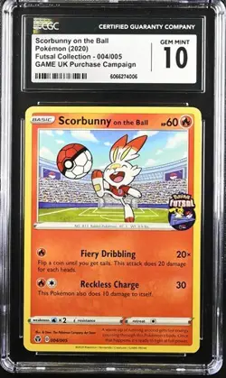 CGC 10 Scorbunny On The Ball 004/005 Promo Futsal Pokemon 2020 - Image 1