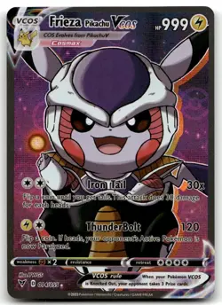 Pikachu Cosplay Frieza DBZ Dragon Ball Z Pokemon Custom Fan Art Card Holo Foil - Image 1