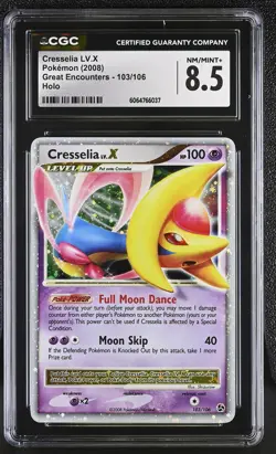 CGC 8.5 Cresselia LV.X 2008 Great Encounters 103/106 Holo Pokemon Card - Image 1