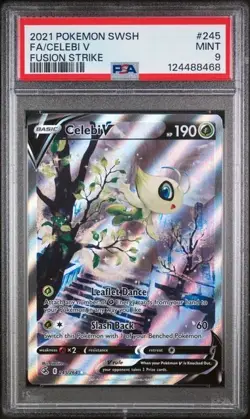 2021 POKEMON SWORD & SHIELD FUSION STRIKE #245 FULL ART/CELEBI V PSA 9 - Image 1