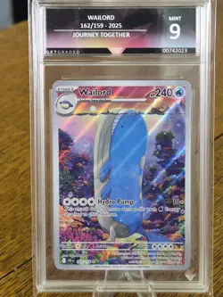 Wailord 162/159 Illustration Rare Pokemon card from the Journey Together Mint 9 - Image 1