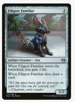 Filigree Familiar | MTG KLD | Fox Artifact ETB Lifegain Draw Pauper EDH | LP - Image 1