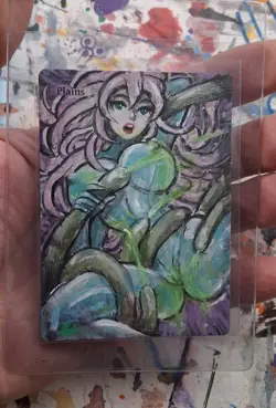 Altered MtG Hand Painted Plains One Of A Kind Anime - Image 2
