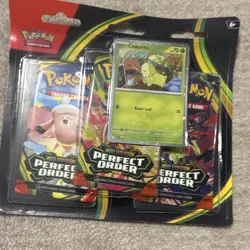 Pokemon Mega Evolution Perfect Order Pack 3 Packs Chikorita Promo English - Image 1
