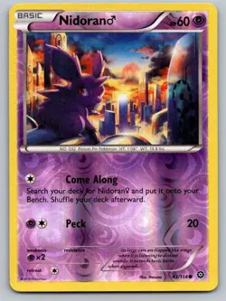 Nidoran M 43/114 Common Steam Siege Pokemon Reverse Holo Near Mint - Image 1