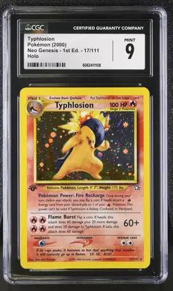 CGC 9 MINT Typhlosion Neo Genesis 1st Edition 17/111 Holo Pokemon Card - Image 1