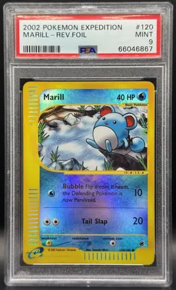 Pokemon TCG PSA 9 Marill Reverse Holo Expedition 120/165 *LOW POP* - Image 1