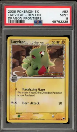 Pokemon Larvitar EX Dragon Frontiers Reverse Holo #52 PSA 9 Mint - Image 1