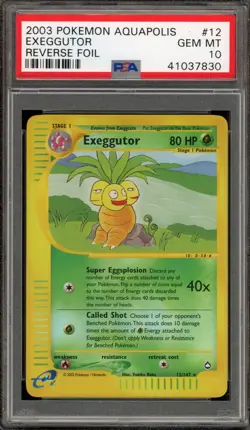 Pokemon Exeggutor Aquapolis Reverse Holo Rare #12 PSA 10 Gem Mint - Image 1