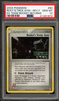 Pokemon Rocket's Tricky Gym EX Team Rocket Returns Reverse Holo #90 PSA 10 - Image 1