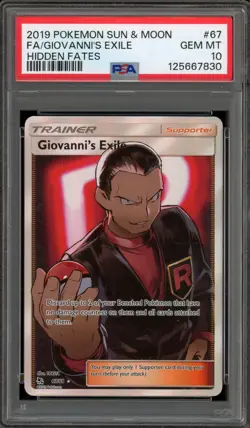 Pokemon Giovanni's Exile Hidden Fates Full Art #67 PSA 10 Gem Mint - Image 1