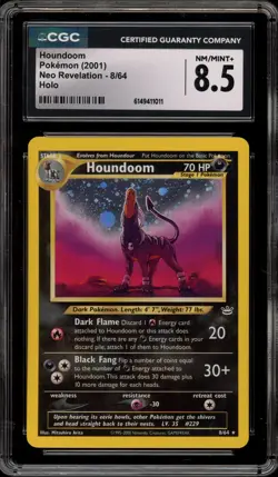 Pokemon Houndoom Neo Revelation Unlimited Holo Rare #8 CGC 8.5 - Image 1