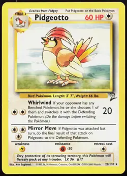 PIDGEOTTO 28/130 RARE BASE SET 2 POKEMON LP - Image 1