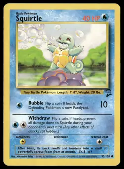 Squirtle 93/130 Common Base Set 2 Pokemon Moderately Played - Image 1