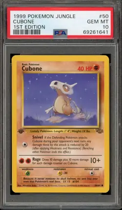 Pokemon Cubone Jungle 1st Edition #50 PSA 10 Gem Mint - Image 1