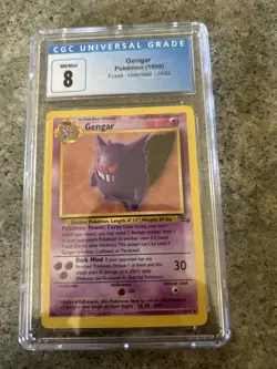 Gengar Pokemon 1999 Fossil Unlimited 20/62 CGC Graded 8 NM/Mint Non Holo - Image 1