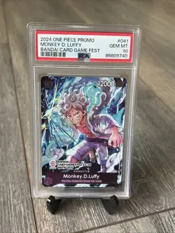 2024 ONE PIECE PROMOS BANDAI CARD GAMES FEST #041 MONKEY D. LUFFY PSA 10 - Image 1
