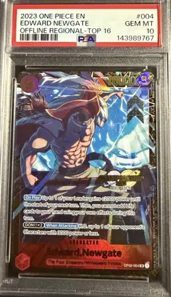 2023 OnePiece Edward Newgate OP02-004 Offline Regional Top 16 PSA 10 GEM MT Rare - Image 3