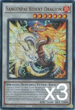3X Yugioh Sangenpai Bident Dragion MP25-EN190 Ultra Rare 1st Edition NM - Image 1