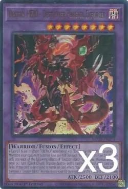 3X Yugioh Destiny HERO - Destroyer Phoenix Enforcer MP25-EN273 Ultra Rare NM - Image 1