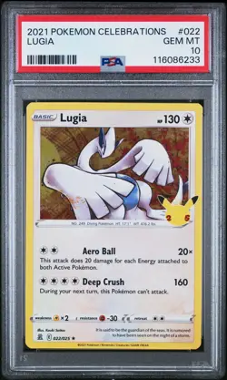 Pokemon TCG Lugia Celebrations Holo Rare Card 022/025 PSA10 - Image 1