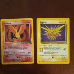 Pokemon TCG 1999 Fossil Moltres 12/62 + Zapdos 15/62 Card Lot (2) - Image 1